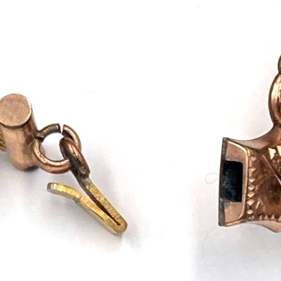 Antique Victorian Rose & Yellow Gold Filled Tiger Eye Cameo Mesh Necklace - Picture 5 of 14